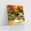 Obraz na płótnie 30x30 - Idylliczny las z bujnym strumykiem - las, drzewa