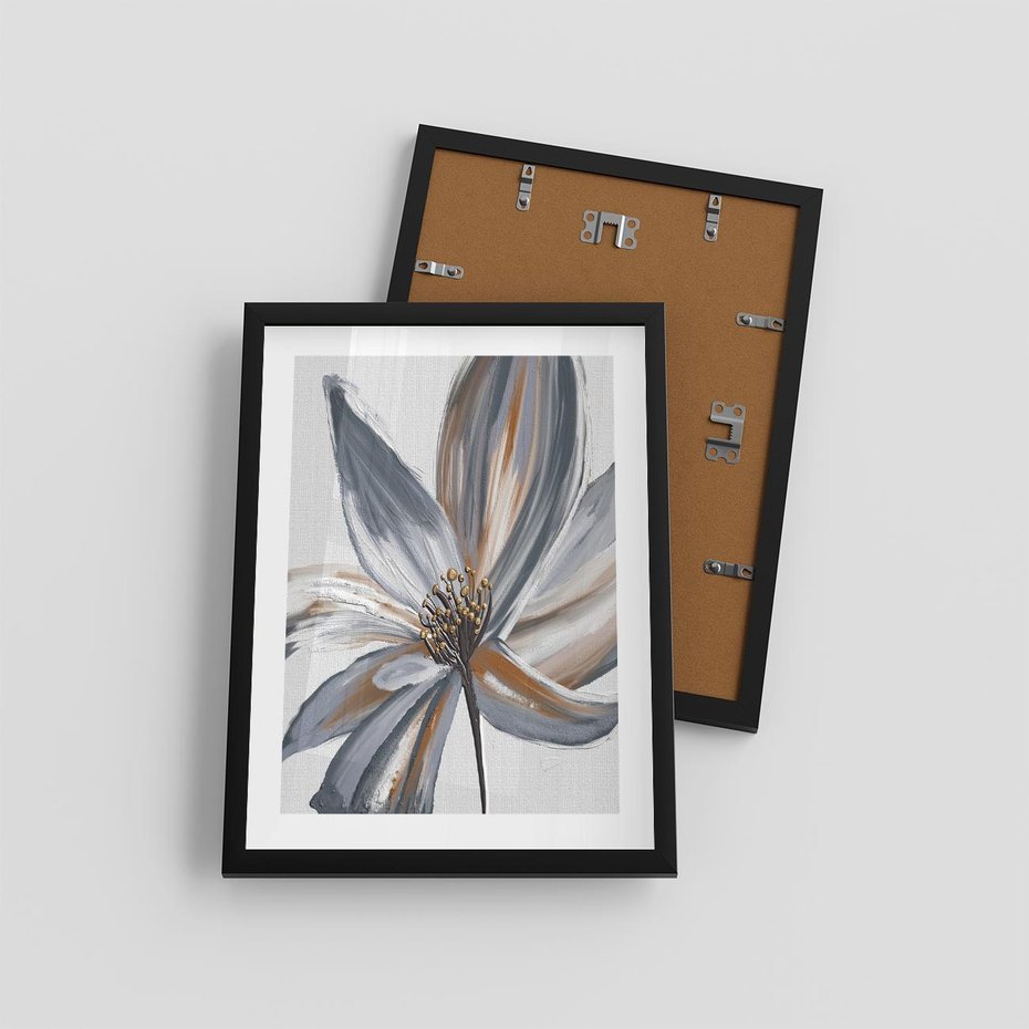 Plakat w ramie 30x40 - Olejne kwiaty - wyraz emocji - kwiaty, malowane - rama czarna