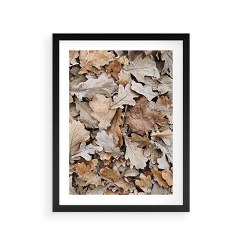 Plakat w ramie 50x70 - Nostalgiczny Pejzaż - suche liście, jesień - rama czarna