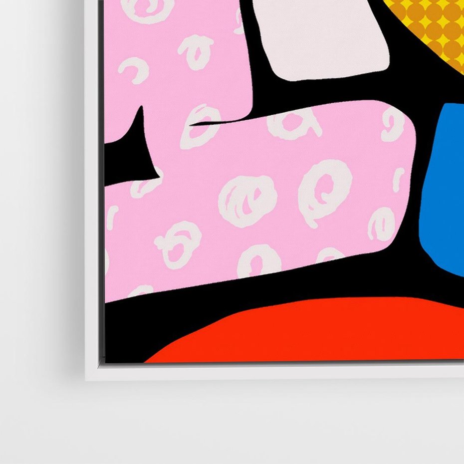 Obraz w ramie 50x50 - Kolory Komiksu - abstrakcyjne formy, komiksowy styl - rama biała