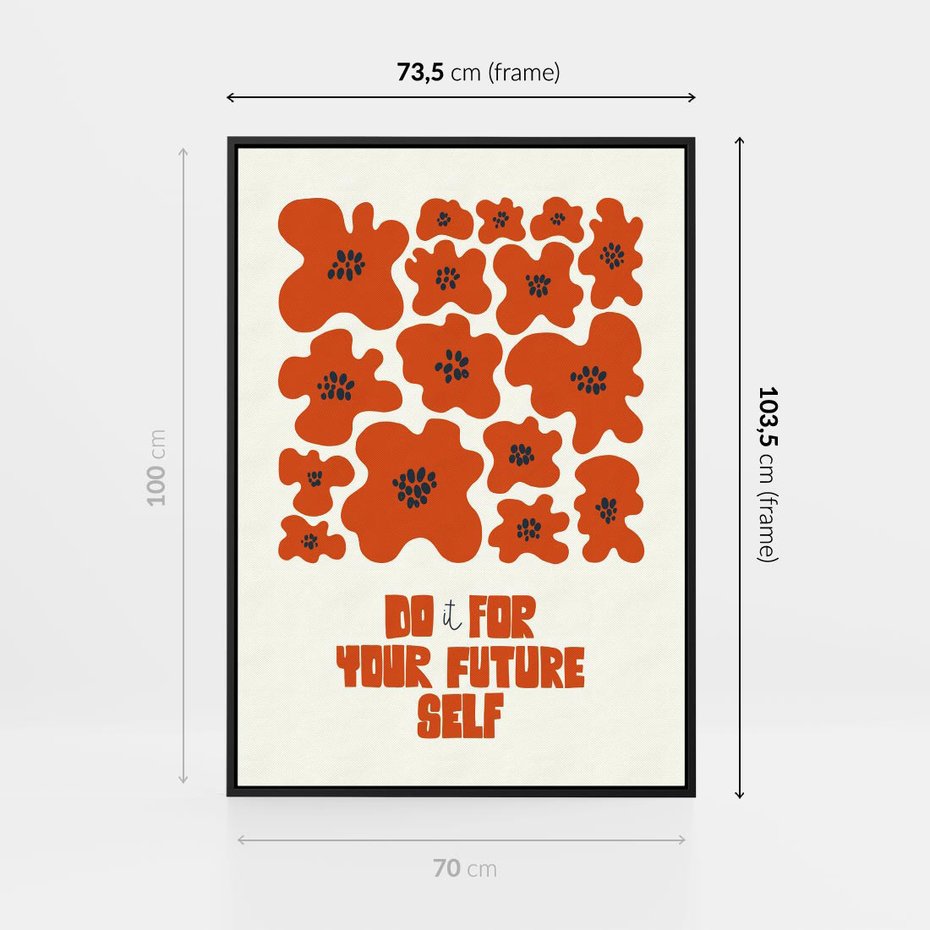 Obraz w ramie 70x100 - Taniec Kolorowych Promieni - self care, kompozycja kwiaty - rama czarna