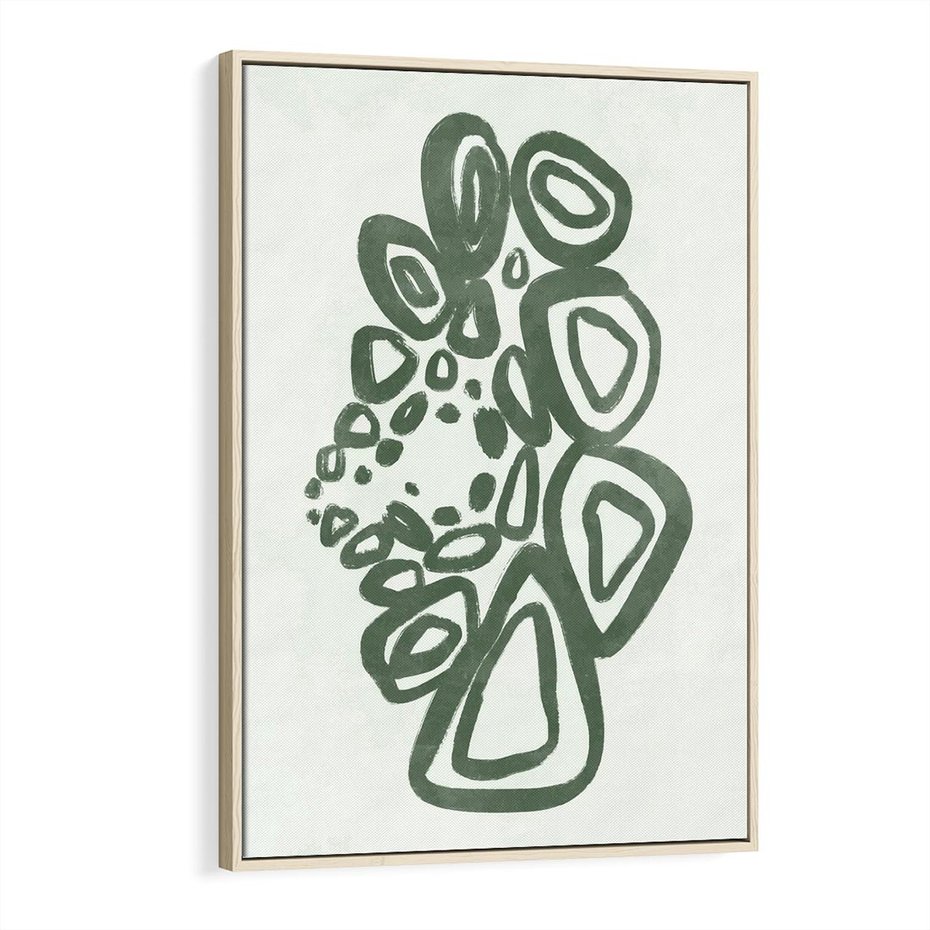 Obraz w ramie 70x100 - Migotliwe Widzenia Zieleni - zielona abstrakcja, zgaszona zieleń - rama drewno