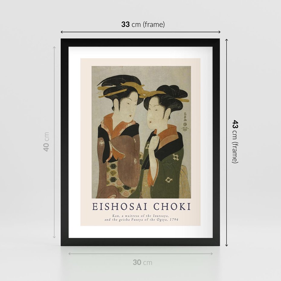 Plakat w ramie 30x40 - Reprodukcja Japońskiej Grafiki - eishosai choki, reprodukcja grafiki - rama czarna