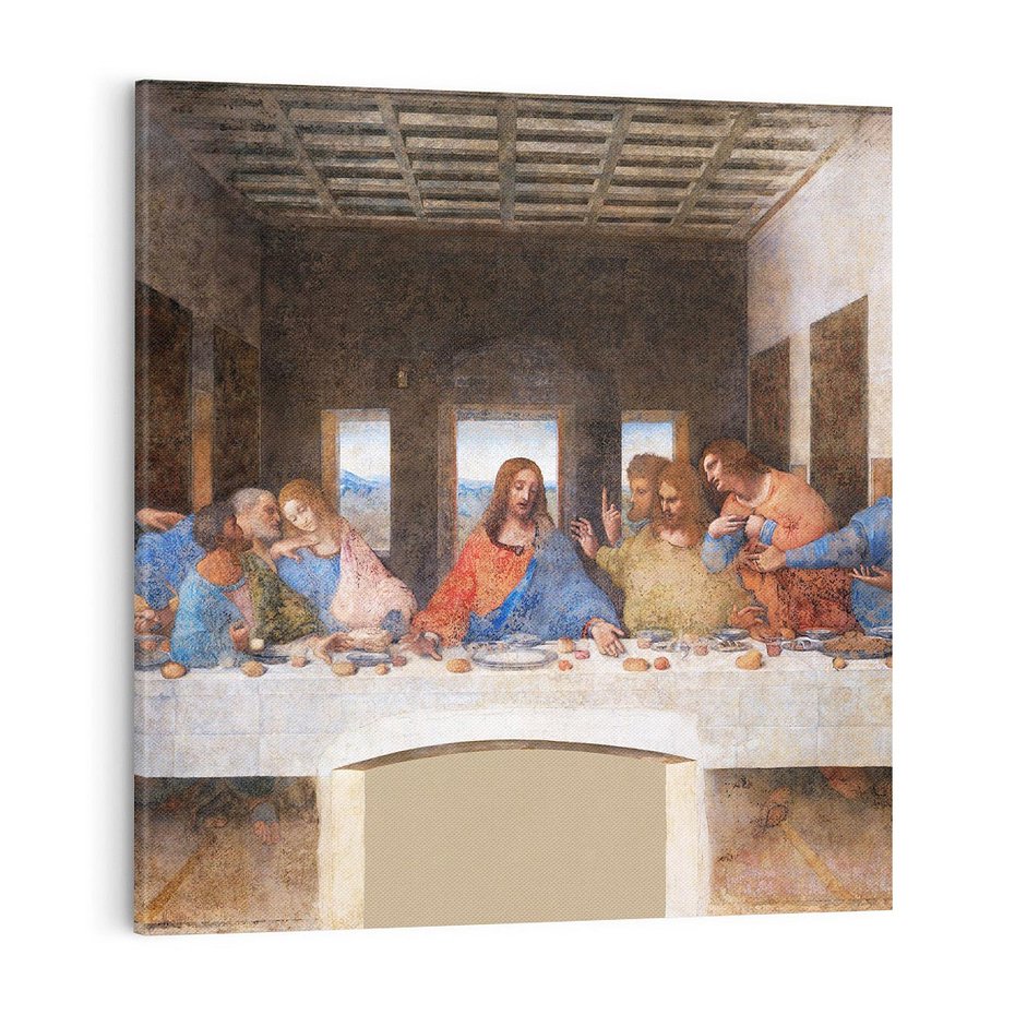 Obraz na płótnie 40x40 - "Ostatnia Wieczerza" (1495-1498) Leonardo da Vinci - Reprodukcja - reprodukcja, obraz na płótnie