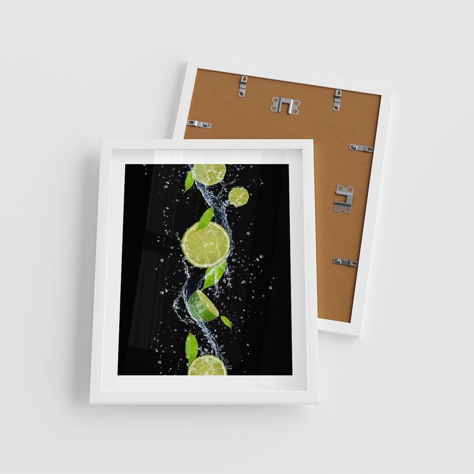 Plakat w ramie 40x50 - Świeżość Cytrusów - limonki, cytryny - rama biała