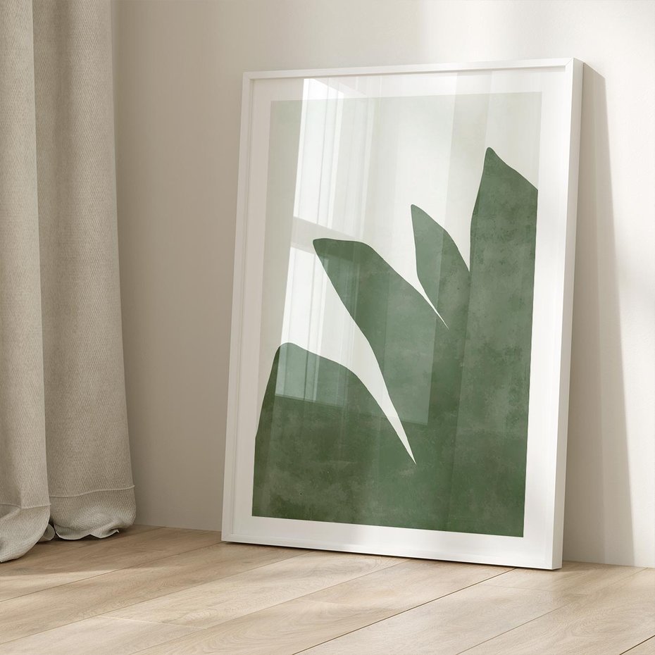 Plakat bez ramy 21x30 - Oaza Harmonii - abstrakcyjny kształt, zielony plakat