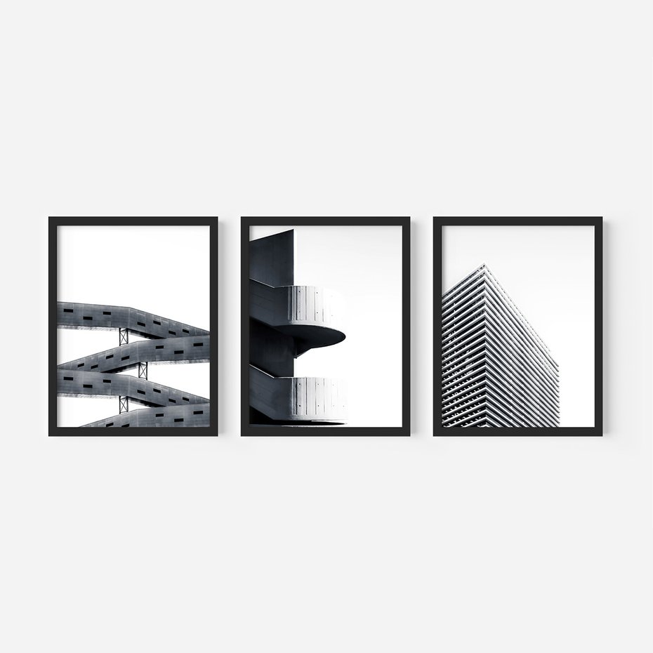 Zestaw obrazy w ramie 30x40 galeria - Nowoczesne, architektura, city - rama czarna