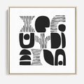Obraz w ramie 50x50 - Taniec Dziwacznych Kresek - minimalistyczny plakat, czarno biały - rama drewno