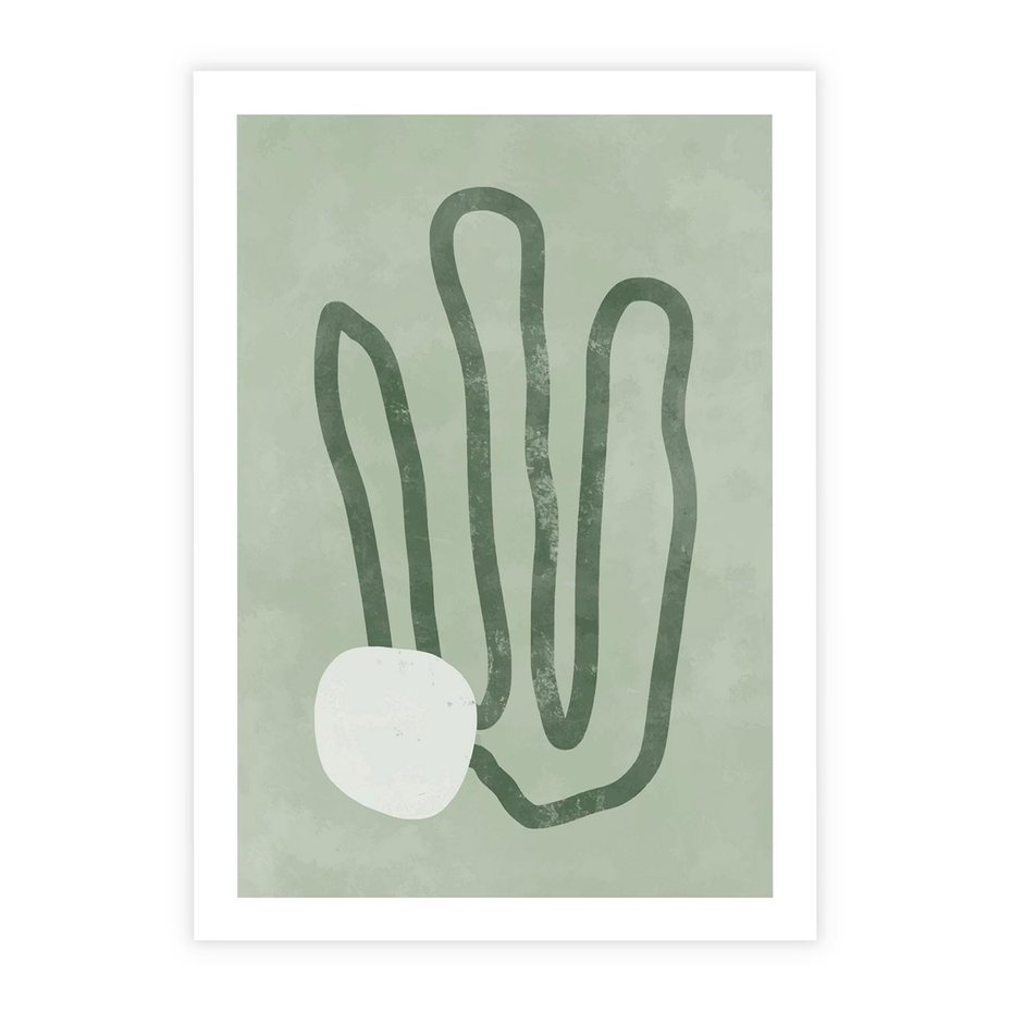 Plakat bez ramy 30x40 - Spokojne Kształty Natury - zielona abstrakcja, zgaszona zieleń