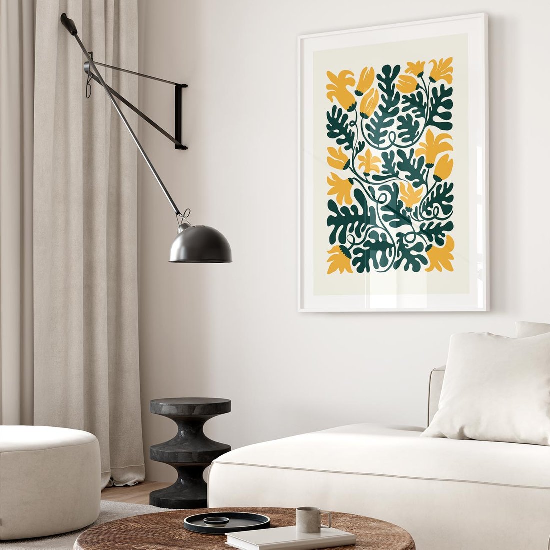 Plakat bez ramy 21x30 - Impulsy Kreatywności - abstrakcyjne żółte kwiaty, kompozycja