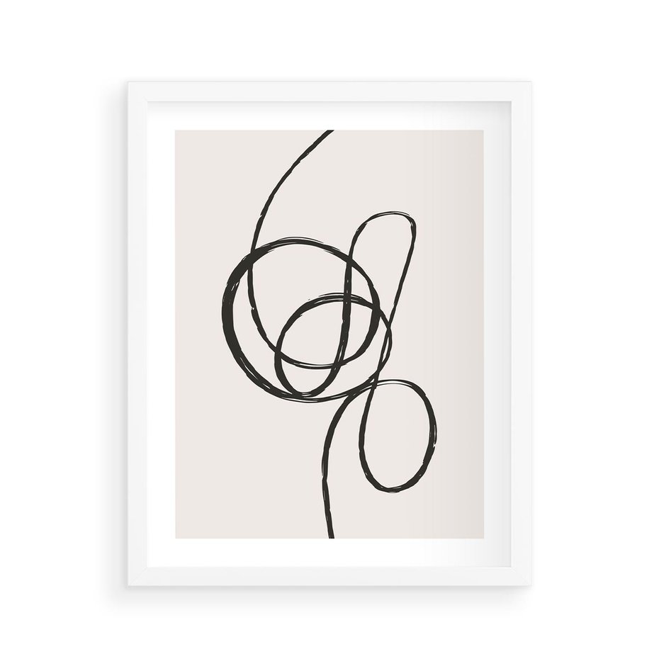 Plakat w ramie 40x50 - Migotliwa Kreatywność - abstrakcyjne szkicowane linie, minimalizm - rama biała