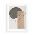 Plakat w ramie 50x70 - Jedną Linią: Kobieca Twarz - abstrakcja, plamy w tle - rama biała