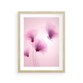 Plakat w ramie 40x50 - Akwarelowe Kwiaty w Pastelach - kwiaty, akwarelowe - rama drewno