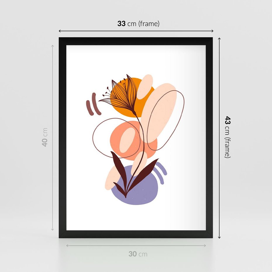 Plakat w ramie 30x40 - Kwiatowa Impresja - abstrakcyjna sztuka, plamy - rama czarna