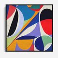 Obraz w ramie 50x50 - Kolorowe Przesunięcia Kształtów - abstrakcyjny obraz olejny, żywe kolory - rama czarna