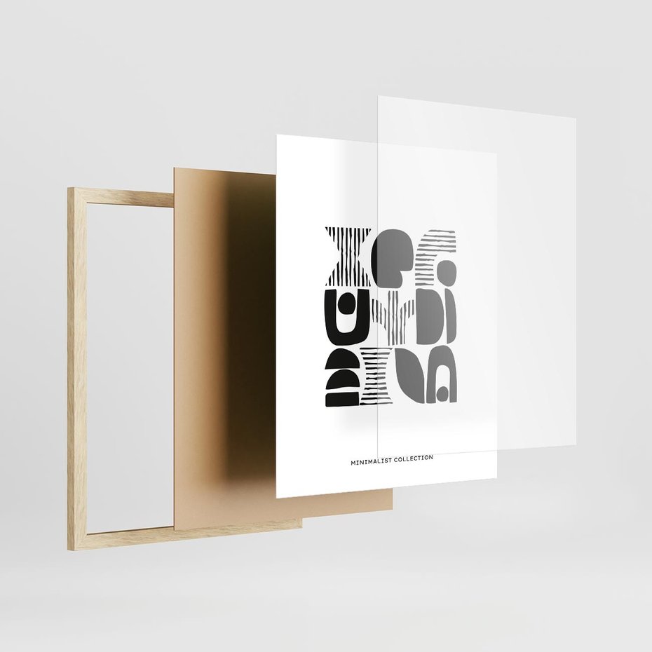 Plakat w ramie 40x50 - Taniec Dziwacznych Kresek - minimalistyczny plakat, czarno biały - rama drewno