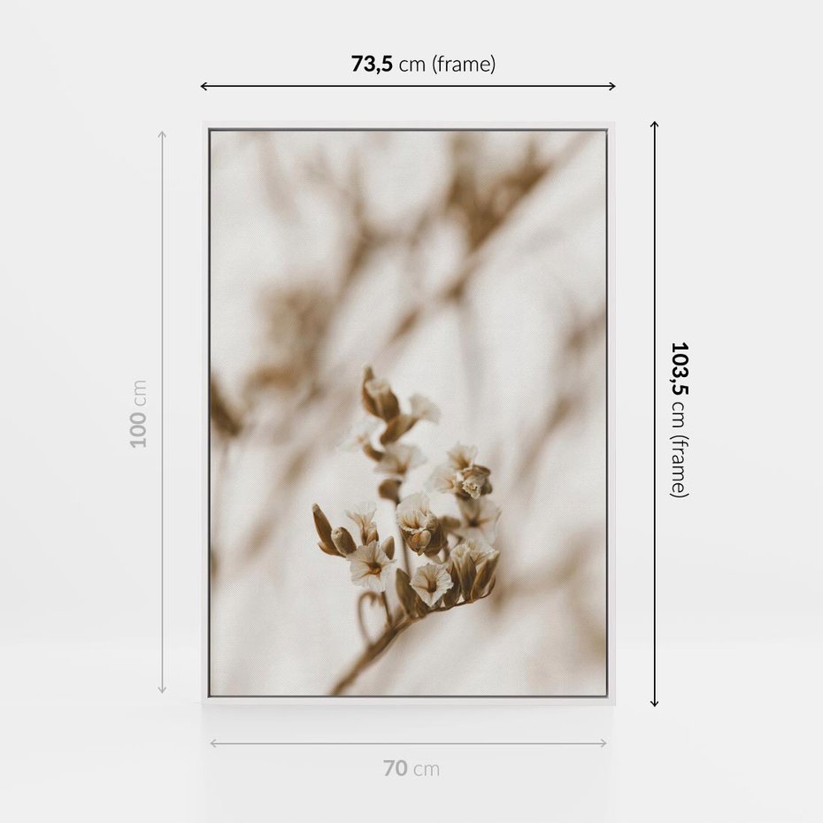 Obraz w ramie 70x100 - Kwiatowa suchość - kwiaty, susz - rama biała