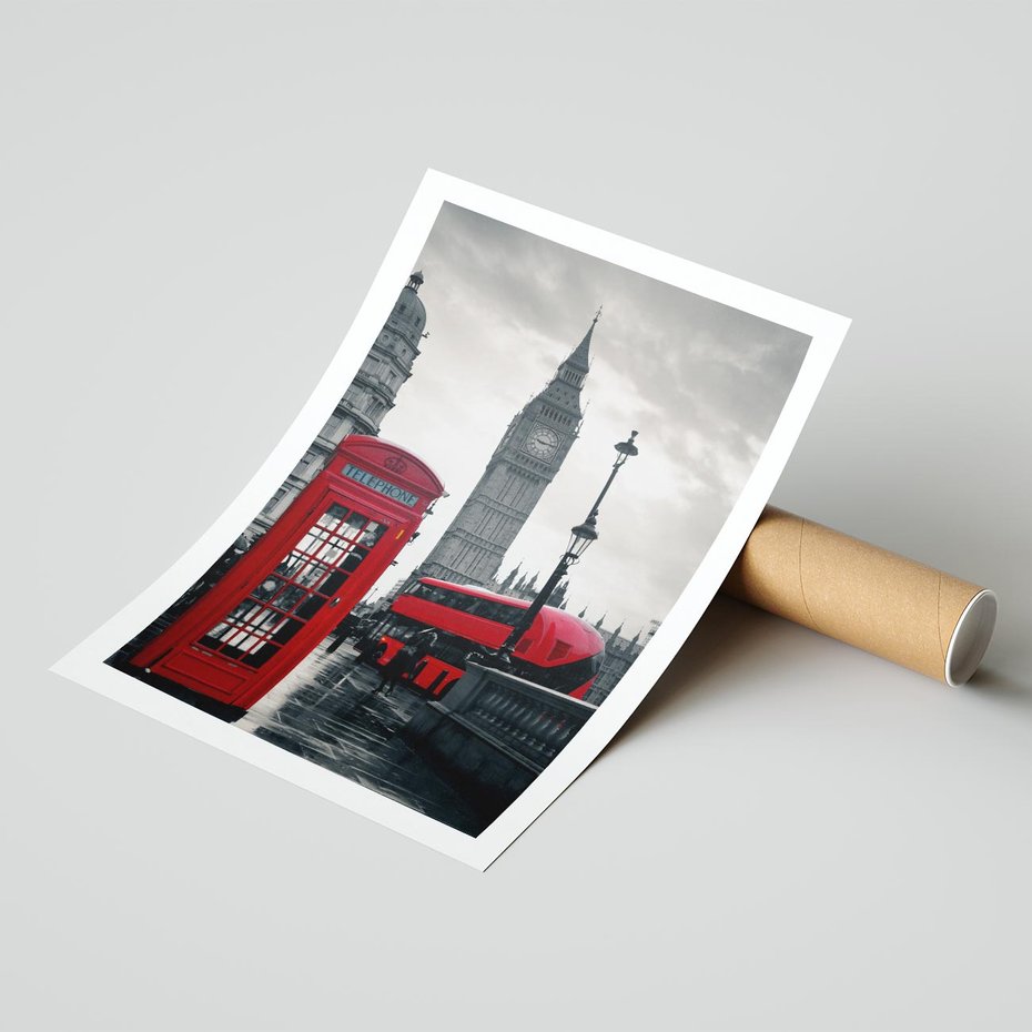 Plakat bez ramy 50x70 - Londyński Klimat Telefoniczny - Londyn, telefon