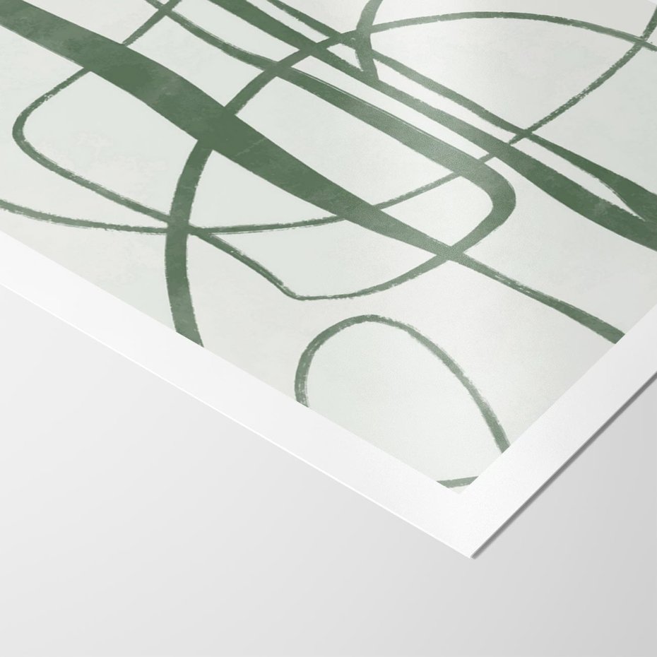 Plakat bez ramy 21x30 - Zielony Spokój - zielona abstrakcja, spokojny plakat