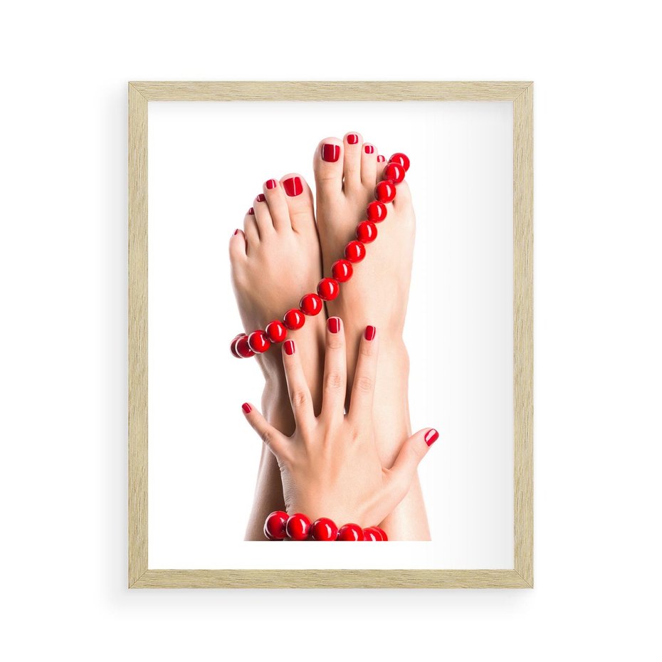 Plakat w ramie 40x50 - Manicure spa: piękno i relaks - manicure, spa - rama drewno