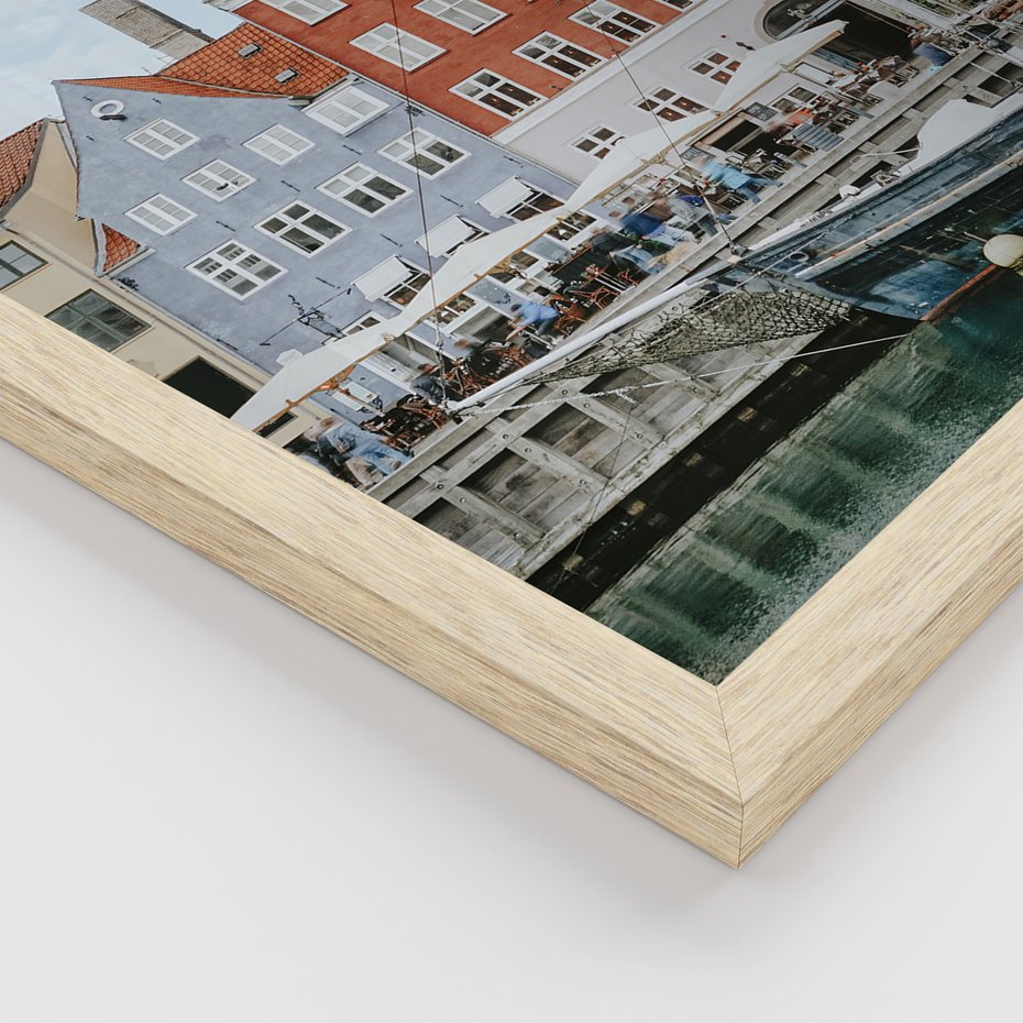 Zestaw obrazy w ramie 30x40 galeria - Kopenhaga, Holandia, rower, domki, port - rama drewno