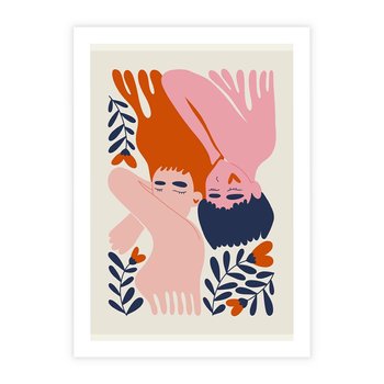 Plakat bez ramy 21x30 - Miłość w Dwóch Sercach - miłość, para zakochanych