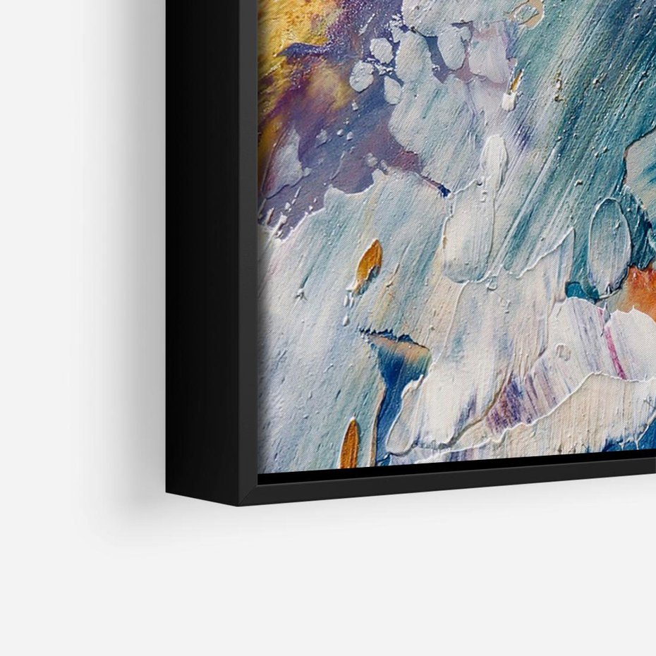 Obraz w ramie 70x50 - Rytmy ukrytych pragnień - chaos i abstrakcja, plamy koloru - rama czarna