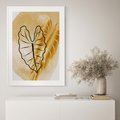 Plakat w ramie 40x50 - Monstera w Złocie - złote liście monstery, grafika - rama biała