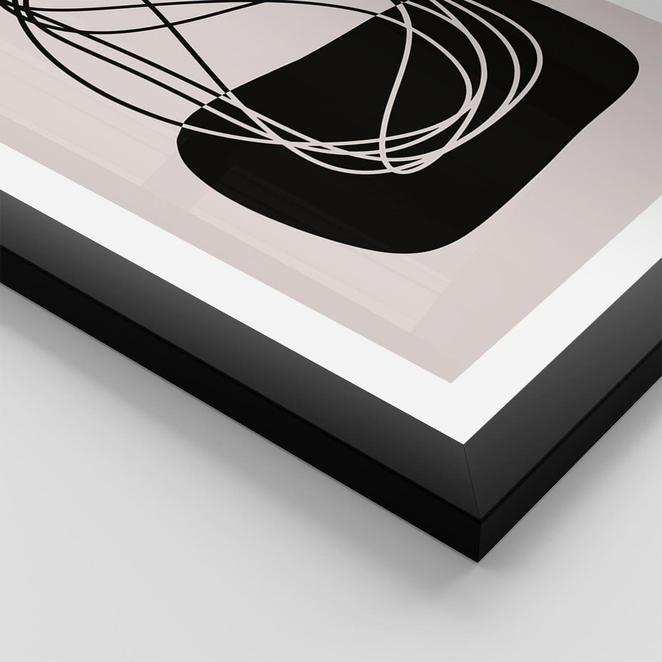 Plakat w ramie 40x50 - Linie Eksploracji - abstrakcyjne szkicowane linie, minimalizm - rama czarna