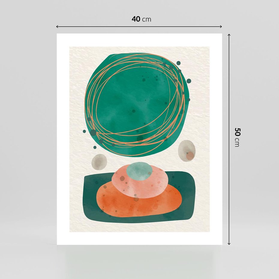 Plakat bez ramy 40x50 - Rozmyte Granice - abstrakcyjne plamy, zielony