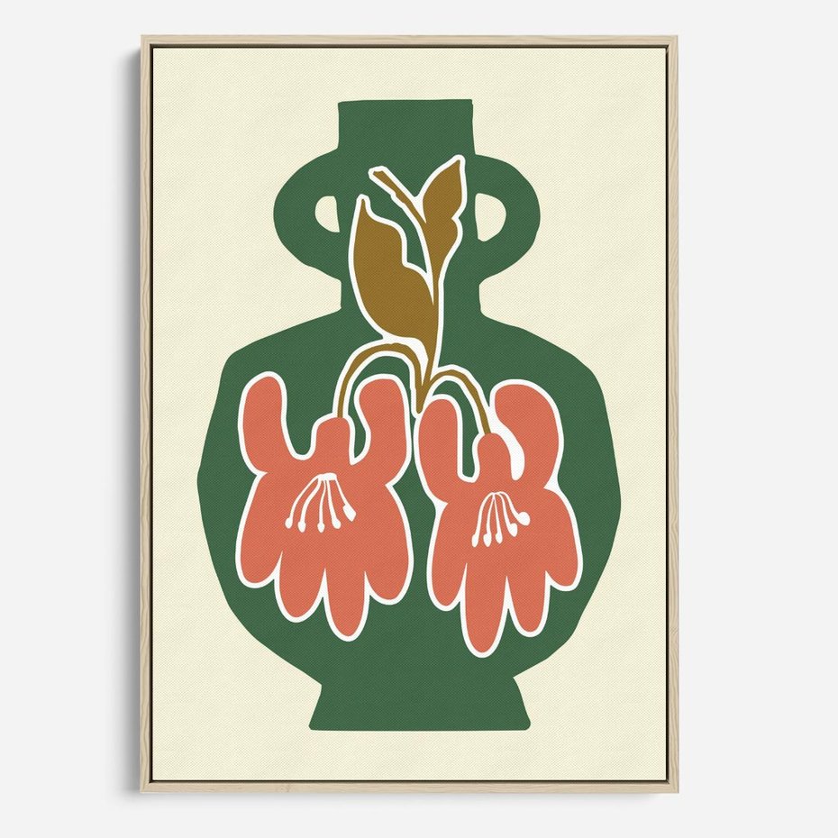 Obraz w ramie 70x100 - Kreatywne Impulsy - boho styl, wazon - rama drewno