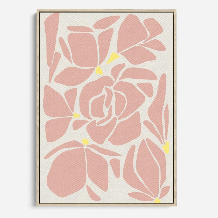 Obraz w ramie 80x120 - Rozplątane Akwarelowe Formy - abstrakcyjne boho kwiaty, kompozycja - rama drewno