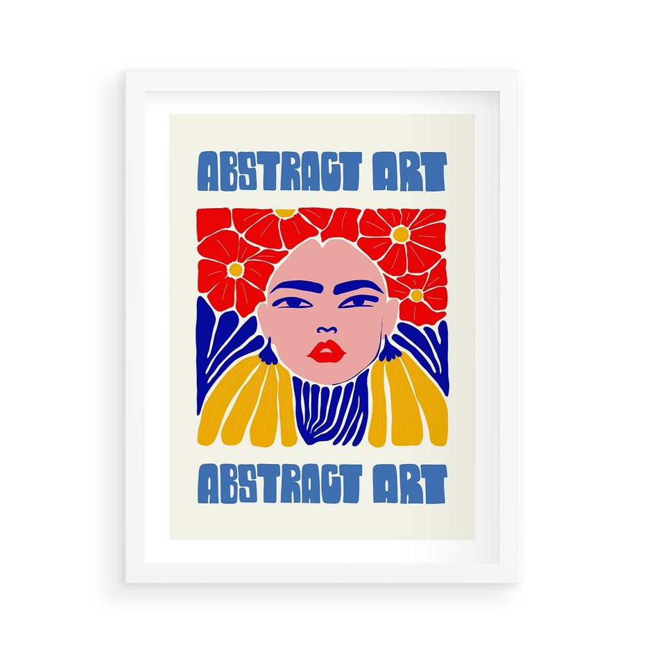 Plakat w ramie 50x70 - Przenikające Refleksje - sztuka abstrakcyjna, nowoczesny plakat - rama biała