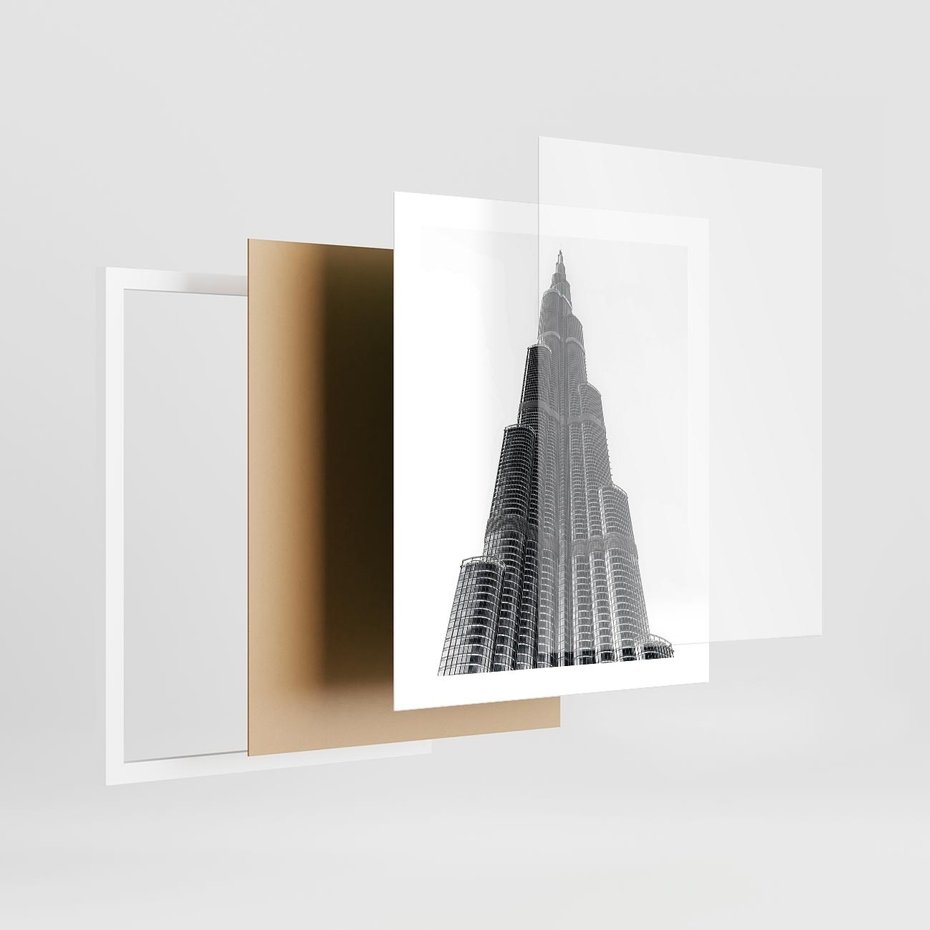 Plakat w ramie 40x50 - Wieżowiec w Monochromii - wieżowiec, architektura - rama biała