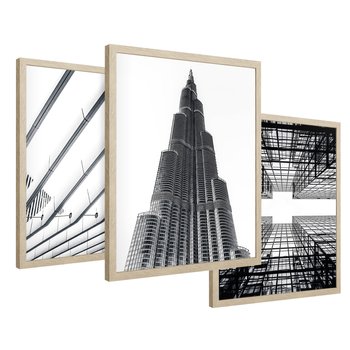 Zestaw obrazy w ramie 40x50 galeria - Budynki, wieżowce, miasto - rama drewno