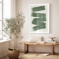 Plakat w ramie 30x40 - Zielone Refleksje - abstrakcja, zgaszony zielony kolor - rama biała