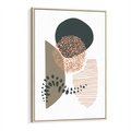 Obraz w ramie 80x120 - Harmonia Akwarelowych Przestrzeni - abstrakcyjna kompozycja z kropek kresek i kółek, odcienie brązu i beżu - rama drewno