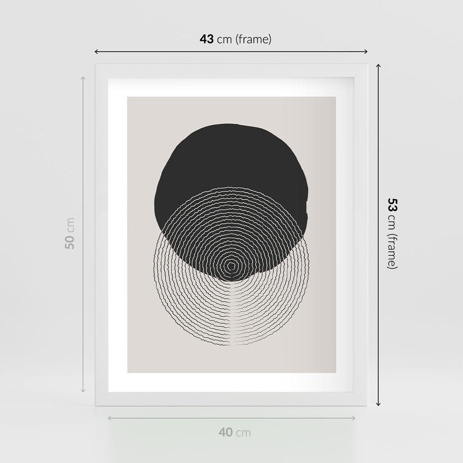 Plakat w ramie 40x50 - Boho Przenikanie Uroku - abstrakcyjna kompozycja, okręgi - rama biała