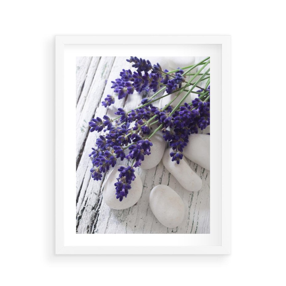 Plakat w ramie 40x50 - relaks z aromatem - lawenda, spa - rama biała