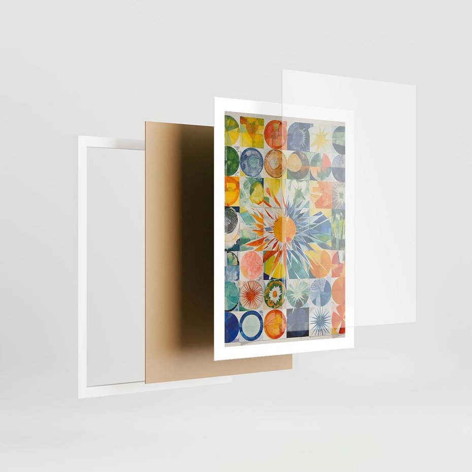 Plakat w ramie 50x70 - Rozkwitające Wzory Abstrakcji - abstrakcyjny obraz, mnogość kolorów - rama biała