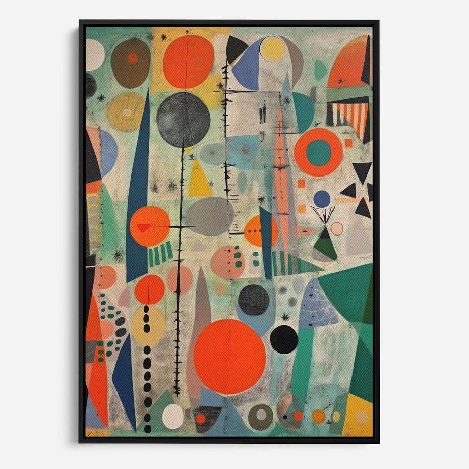 Obraz w ramie 70x100 - Wewnętrzne Zagadki Kształtów - abstrakcyjny obraz, sztuka abstrakcji - rama czarna