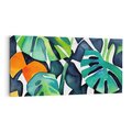Obraz na płótnie 100x50 - Tropikalne Pragnienia - akwarela, liście tropikalne