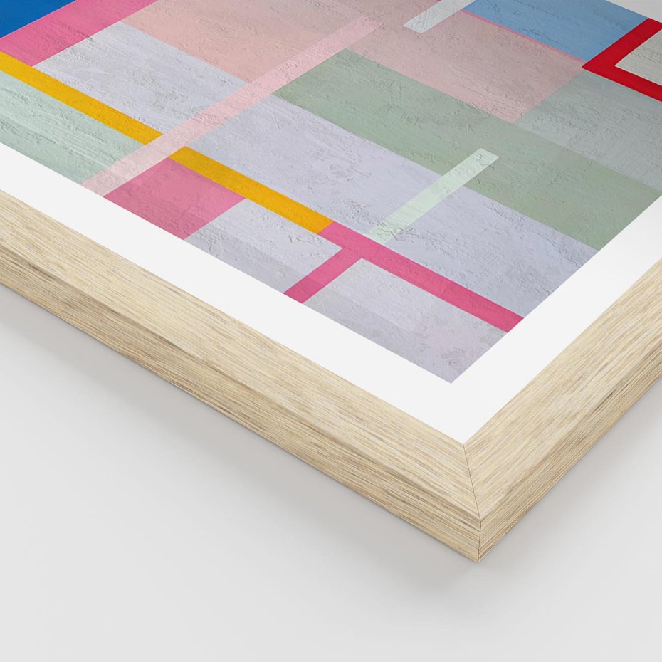 Plakat w ramie 40x50 - Rozbijające Granice Wyobraźni - abstrakcyjne geometryczne kształty, olejny obraz - rama drewno