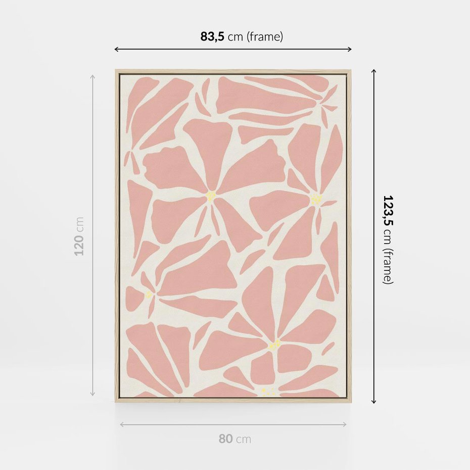 Obraz w ramie 80x120 - Akwarelowe Promienie - abstrakcyjne boho kwiaty, kompozycja - rama drewno