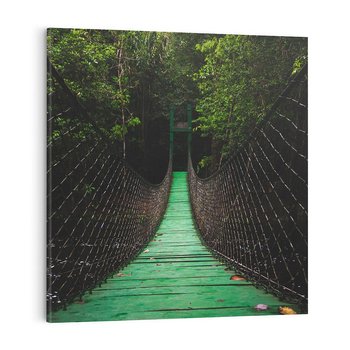 Obraz na płótnie 50x50 - Most linowy w lesie - most, linowy
