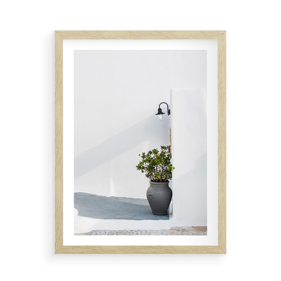 Plakat w ramie 50x70 - Błękitne wybrzeże - Santorini, Grecja - rama drewno