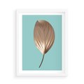 Plakat w ramie 50x70 - Delikatna Harmonia - złote, liście - rama biała
