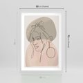 Plakat w ramie 50x70 - Kobieta w Linii: Akwarelowa Harmonia - kobieta one line, grafika - rama biała