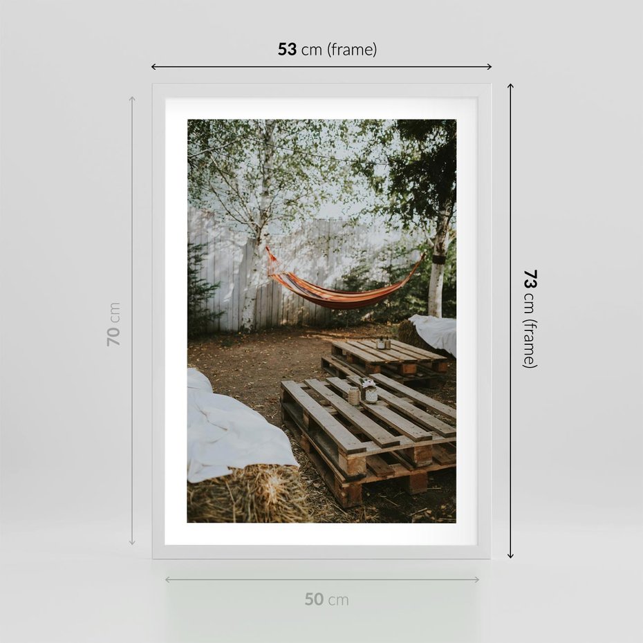 Plakat w ramie 50x70 - Harmonia i Spokój - boho, relaks - rama biała