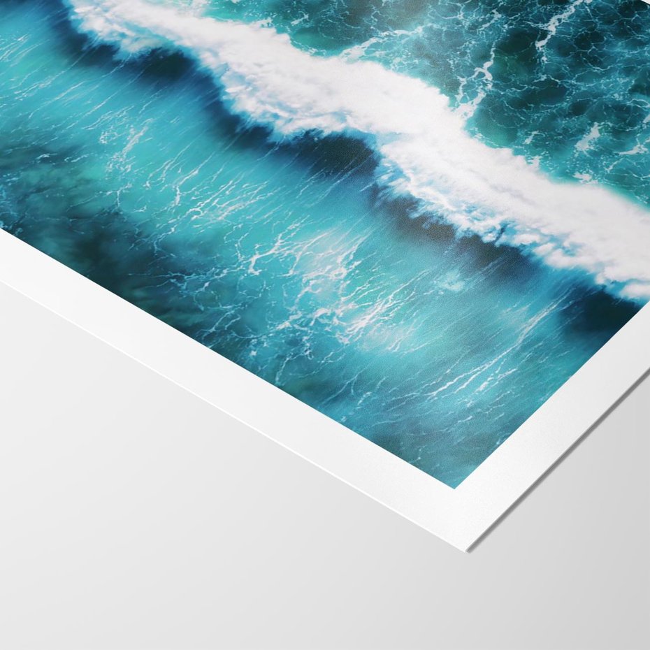 Plakat bez ramy 50x70 - Błękitna Siła Oceanu - fale, ocean